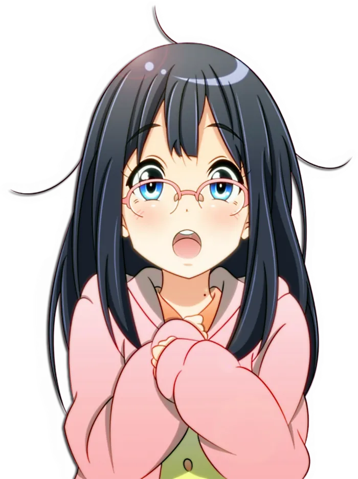 惊叹粉色眼镜女孩素材简笔