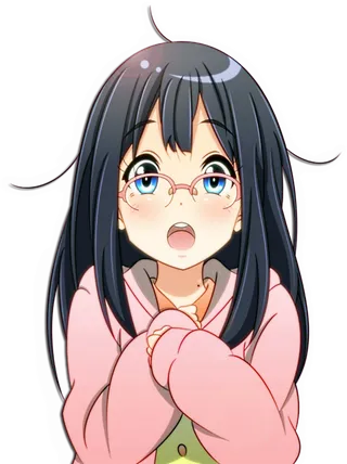 惊叹粉色眼镜女孩素材简笔