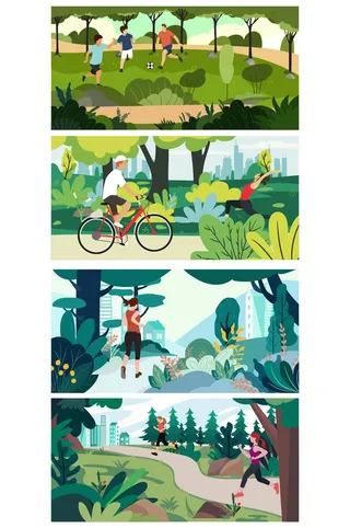 AI矢量户外运动人物插画