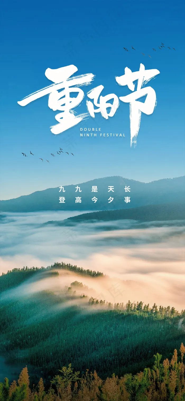 简约重阳节海报psd模版下载