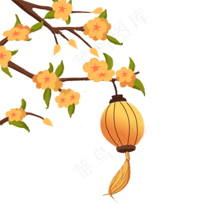 中国风 手绘 卡通元素 传统 复古红 灯笼装饰 PNG 免抠 