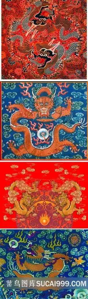 精美的龙纹图案刺绣素材