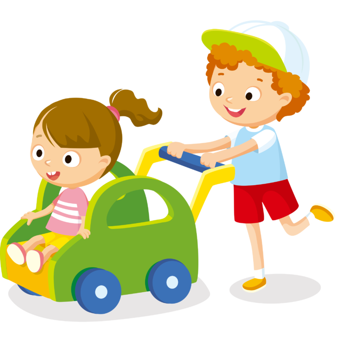 男孩 女孩 卡通 推车