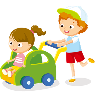 男孩 女孩 卡通 推车