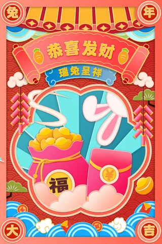 创意兔年新年活动海报设计