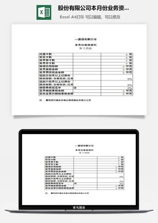 股份有限公司本月份业务资料excel模板