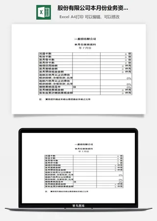 股份有限公司本月份业务资料excel模板