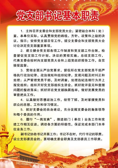 党支部书记基本职责psd模版下载