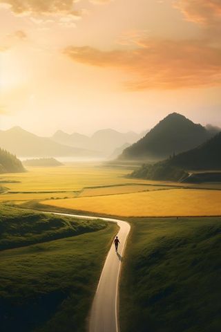 马路田园树林大气背景