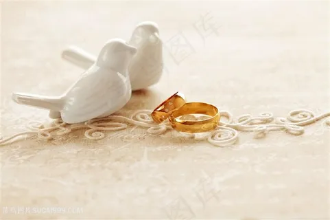 小鸟与金色戒指高清图片