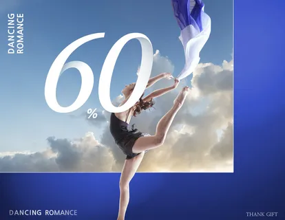 电商美女跳舞蓝色海报