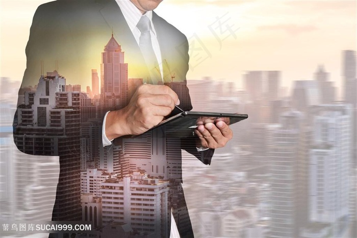 城市夜景与科技双重曝光