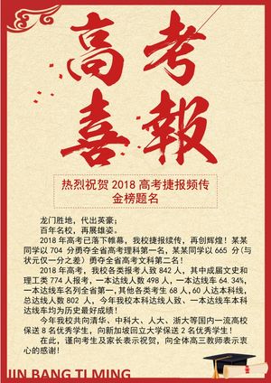 喜报战报海报贺喜金榜题名预览图