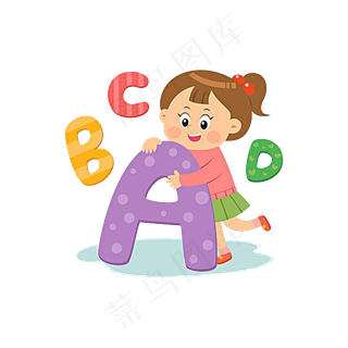 ABCD英语卡通可爱小孩