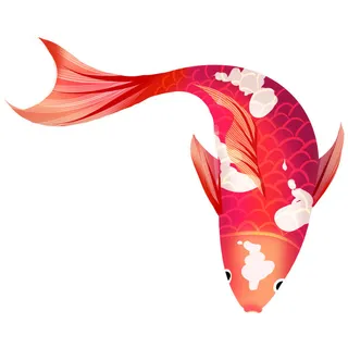 手绘烫金国潮中国风卡通锦鲤鱼金鱼插画装饰元素PSD设计素材