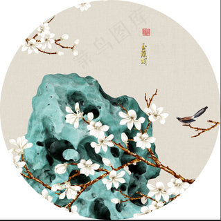 中国风山水花鸟客厅卧室玄关画酒店装饰画壁画挂画