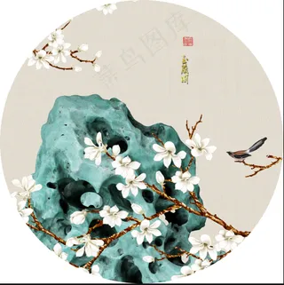 中国风山水花鸟客厅卧室玄关画酒店装饰画壁画挂画