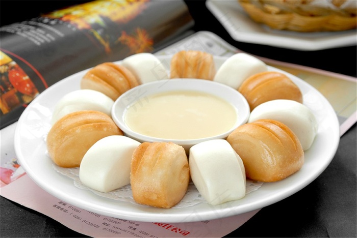 小吃金银馒头美食素材中华美食