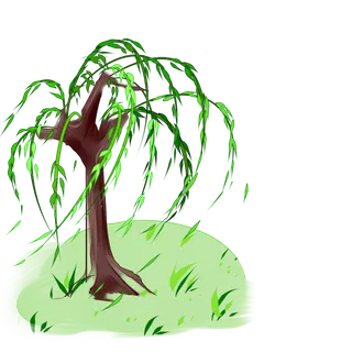 春天绿色春季水墨柳树柳条柳叶春季海报设计PNG免扣素材