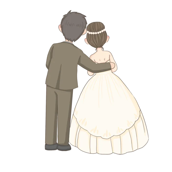 婚纱卡通人物婚礼白纱结婚婚纱摄影手绘