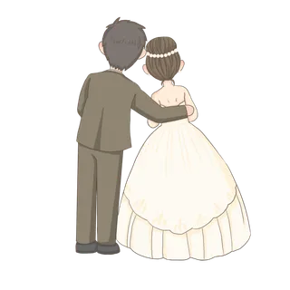 婚纱卡通人物婚礼白纱结婚婚纱摄影手绘