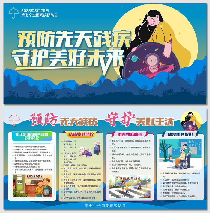 全国残疾预防日核心知识展板cdr矢量模版下载