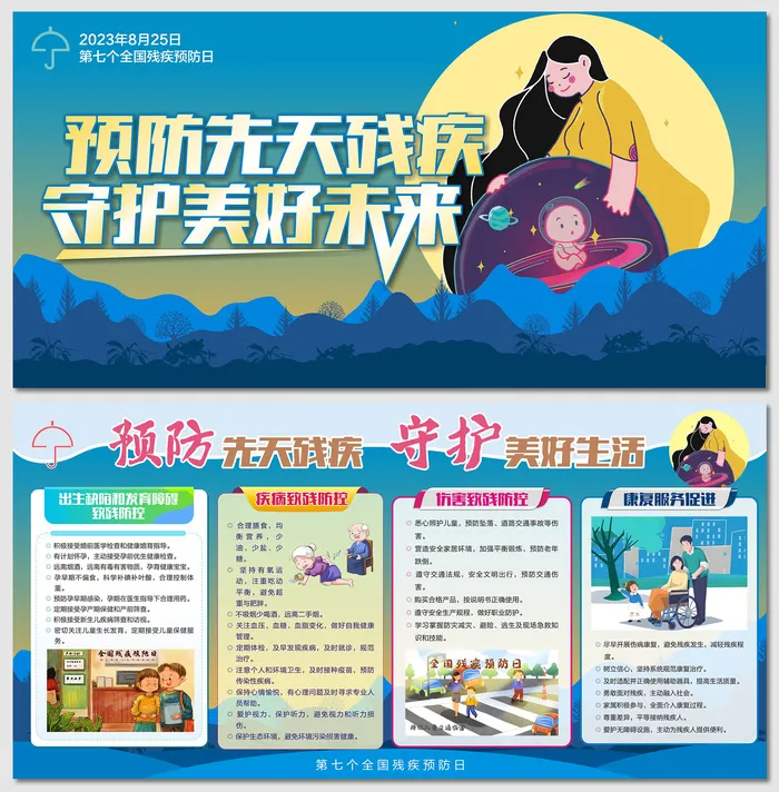 全国残疾预防日核心知识展板cdr矢量模版下载