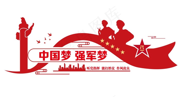 矢量强军梦形象墙cdr矢量模版下载
