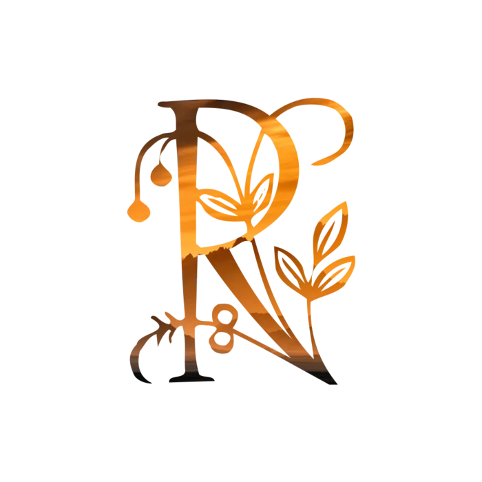 字母R金黄色插画海报