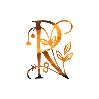 字母R金黄色插画海报