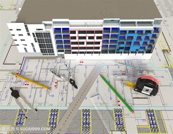 建筑模型与施工图纸高清