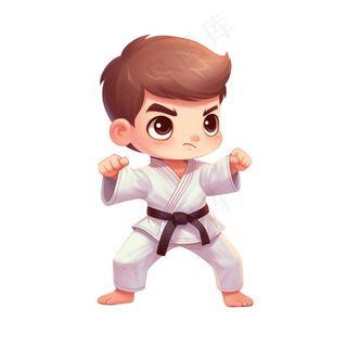 跆拳道男孩插画免抠