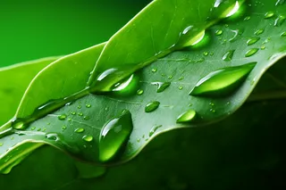 下雨天绿叶植物上的雨水雨滴摄影图