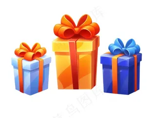 圣诞礼物礼盒卡通插画免抠