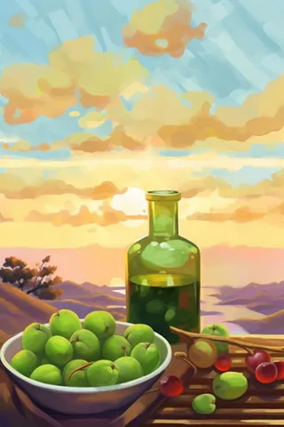 青梅酒水彩画背景