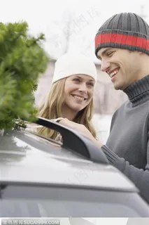 快乐圣诞节- 搬运圣诞树的情侣