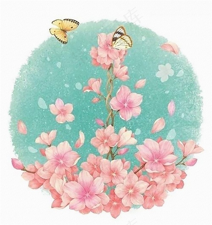 水彩装饰画樱花