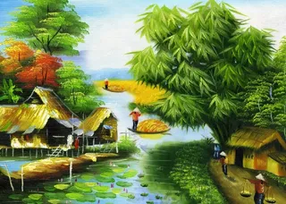 乡村风景临沭背景墙