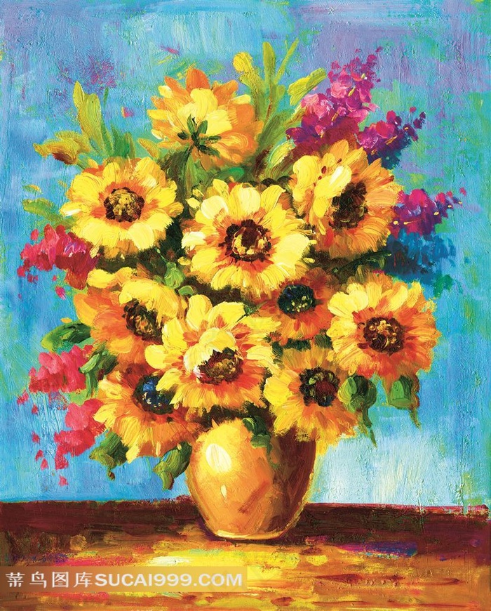 黄色菊花艺术油画高清图片