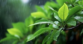 下雨天树叶绿色背景