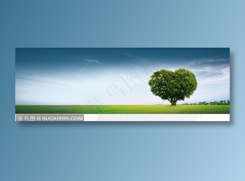 草原上的心型大树高清图片