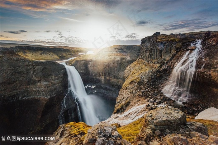 大峡谷瀑布清晨风貌风景图片