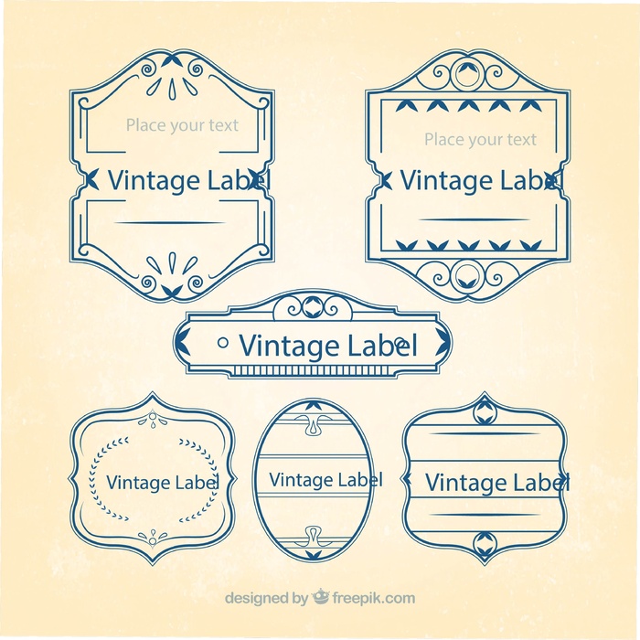 免抠复古花边标签