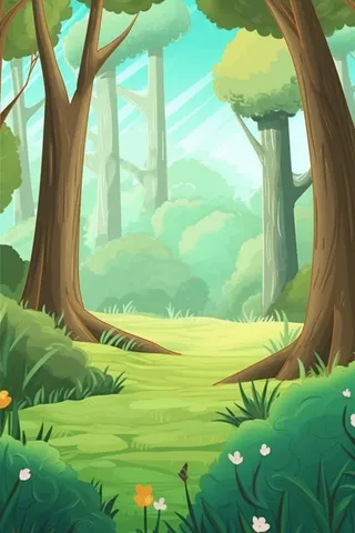 树林草地元素背景插画