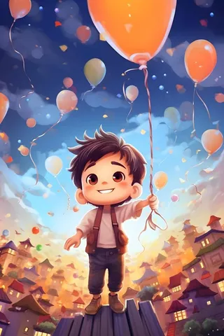 儿童孩子玩耍气球乐园聚会插画海报素材背景