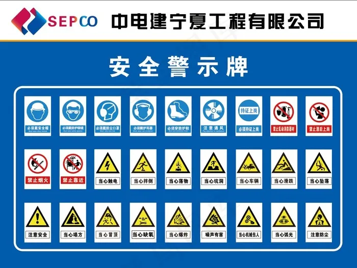 中国电建宁夏工程有限公司  工地安全标识大全psd模版下载
