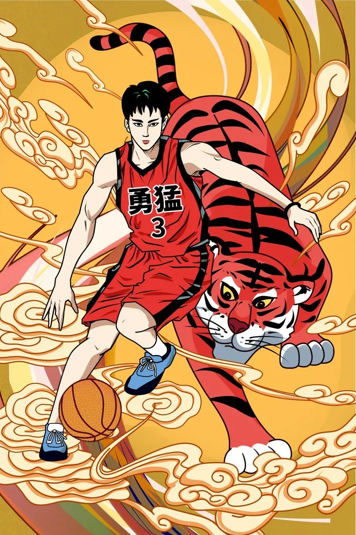 虎年中国风萌虎插画psd模版下载