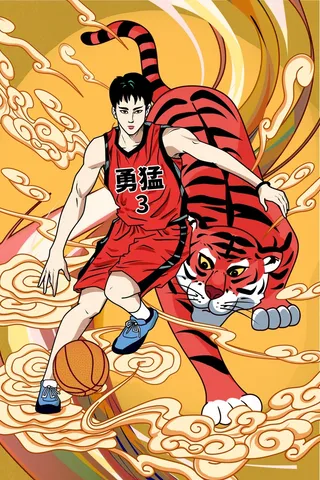 虎年中国风萌虎插画