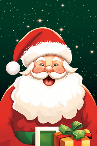 圣诞老人圣诞树礼盒卡通插画背景