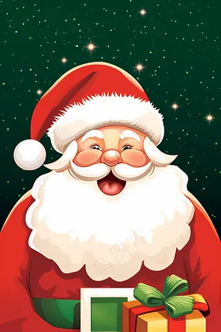 圣诞老人圣诞树礼盒卡通插画背景